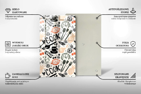 Tagliere in vetro temperato Motivo della cucina dei cartoni animati