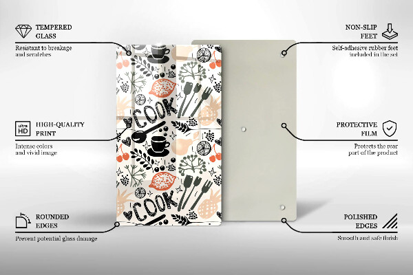 Tagliere in vetro temperato Motivo della cucina dei cartoni animati