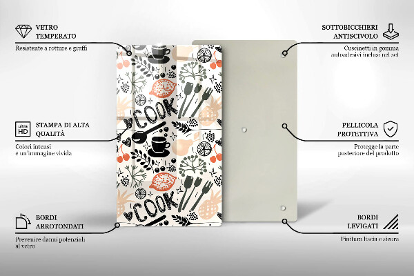 Tagliere in vetro temperato Motivo della cucina dei cartoni animati