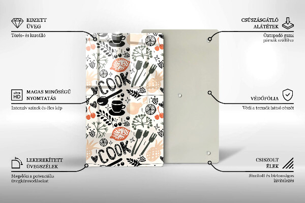 Tagliere in vetro temperato Motivo della cucina dei cartoni animati