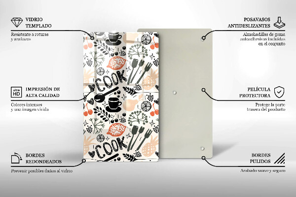 Tagliere in vetro temperato Motivo della cucina dei cartoni animati