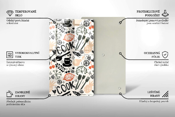 Tagliere in vetro temperato Motivo della cucina dei cartoni animati