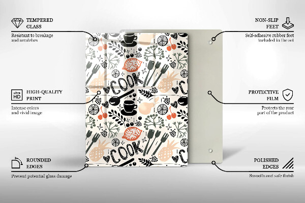 Tagliere in vetro temperato Motivo della cucina dei cartoni animati