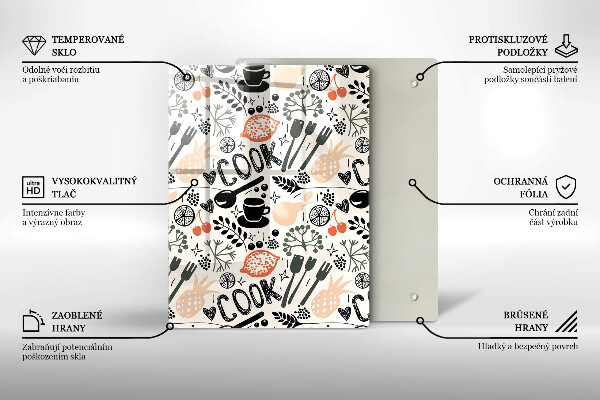 Tagliere in vetro temperato Motivo della cucina dei cartoni animati