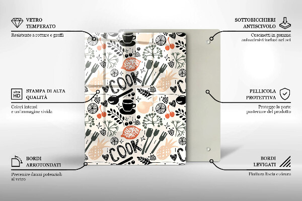 Tagliere in vetro temperato Motivo della cucina dei cartoni animati