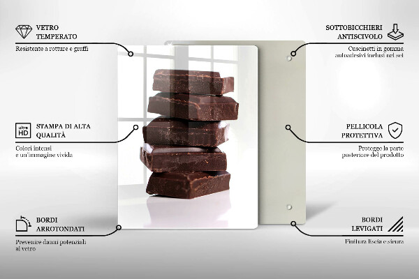 Tagliere in vetro temperato Cubi di cioccolato