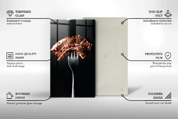 Tagliere in vetro temperato Carne su una forchetta