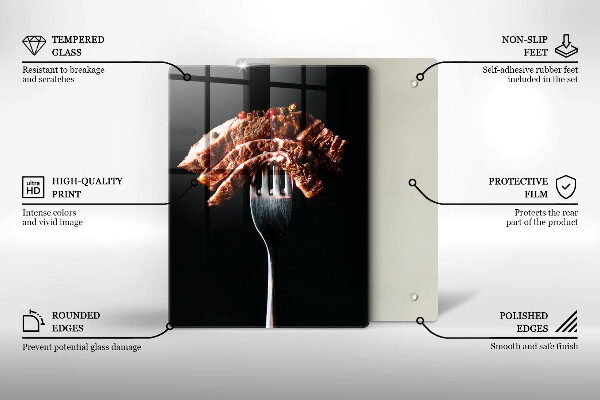 Tagliere in vetro temperato Carne su una forchetta