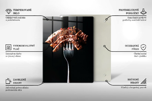 Tagliere in vetro temperato Carne su una forchetta