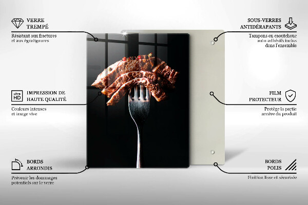 Tagliere in vetro temperato Carne su una forchetta