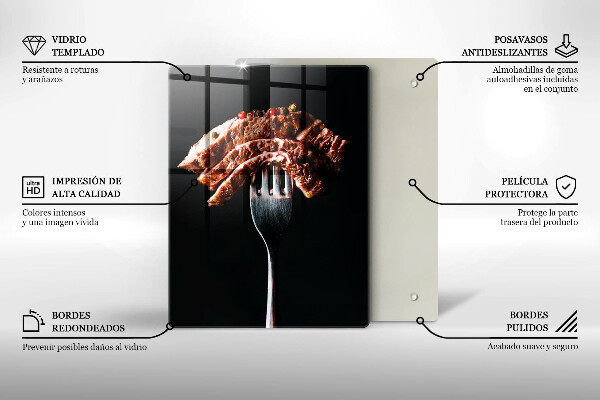 Tagliere in vetro temperato Carne su una forchetta