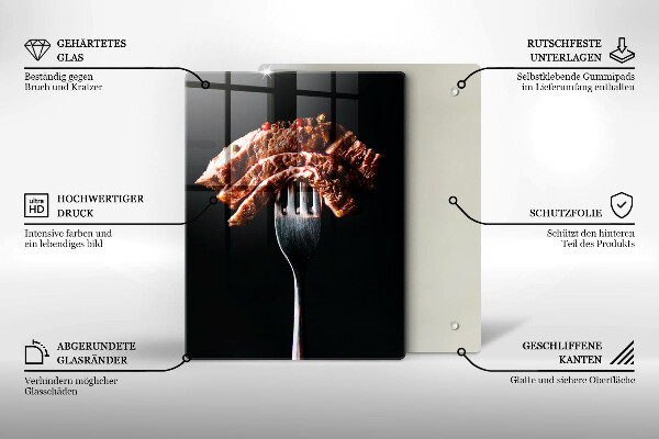 Tagliere in vetro temperato Carne su una forchetta