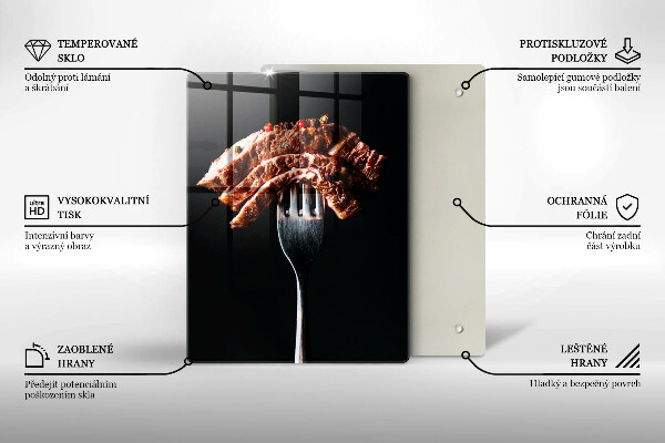 Tagliere in vetro temperato Carne su una forchetta