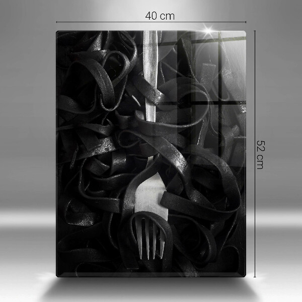 Tagliere in vetro temperato Pasta nera e forchetta