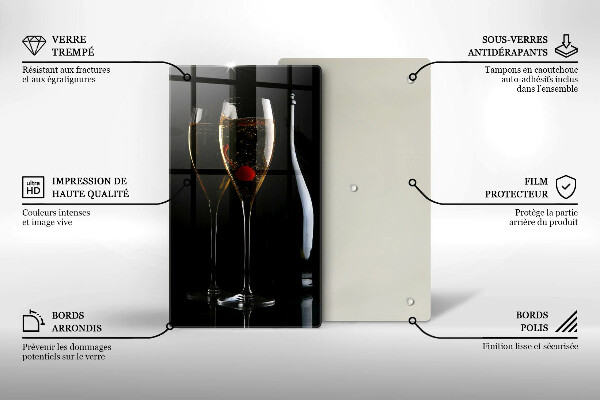 Tagliere in vetro temperato Bicchieri di champagne