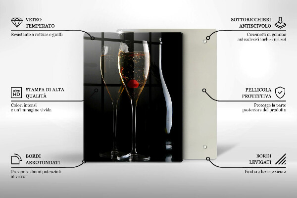 Tagliere in vetro temperato Bicchieri di champagne