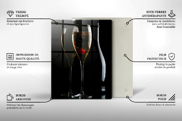 Tagliere in vetro temperato Bicchieri di champagne