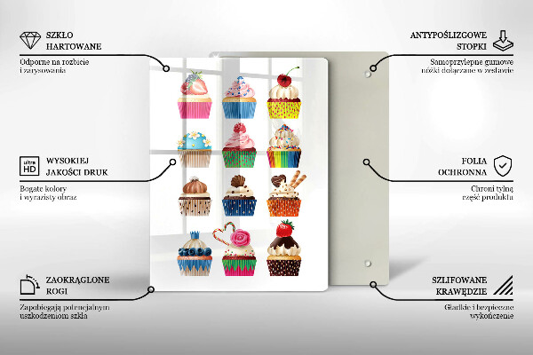 Tagliere in vetro temperato Illustrazione di cupcake