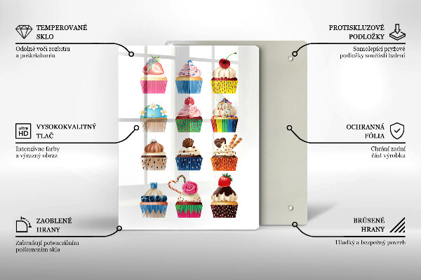 Tagliere in vetro temperato Illustrazione di cupcake