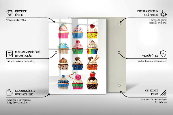 Tagliere in vetro temperato Illustrazione di cupcake