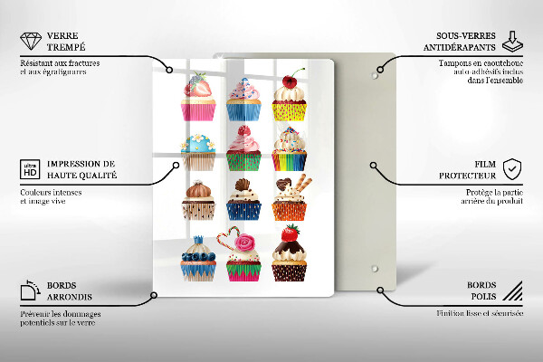 Tagliere in vetro temperato Illustrazione di cupcake