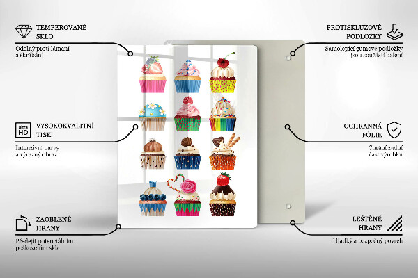 Tagliere in vetro temperato Illustrazione di cupcake