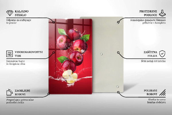 Tagliere in vetro temperato Mele sugose in acqua