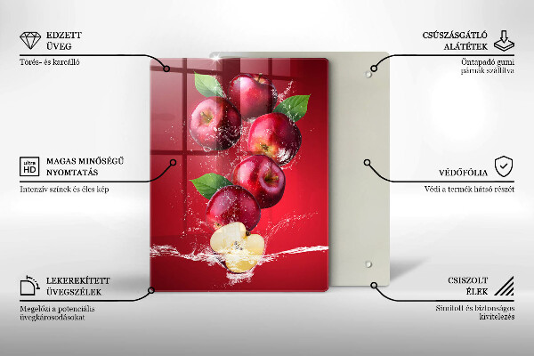Tagliere in vetro temperato Mele sugose in acqua
