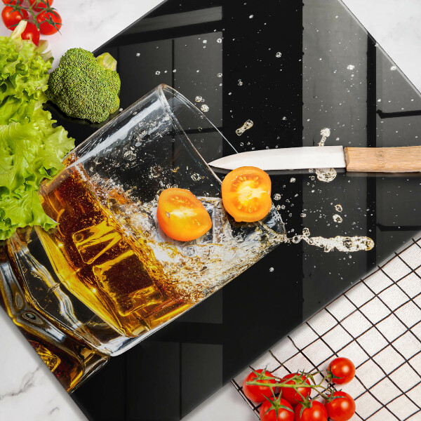 Tagliere in vetro temperato Un bicchiere di whisky