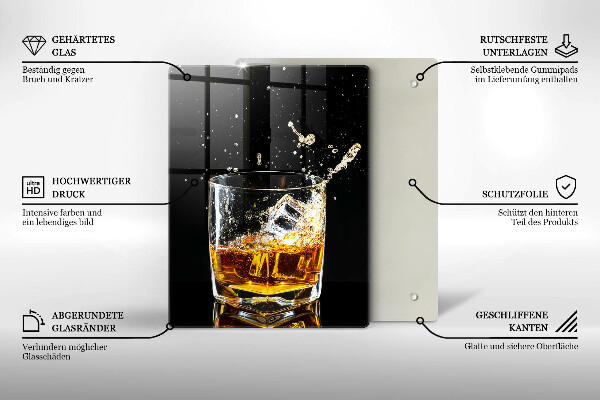 Tagliere in vetro temperato Un bicchiere di whisky