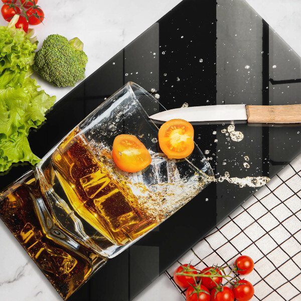 Tagliere in vetro temperato Un bicchiere di whisky