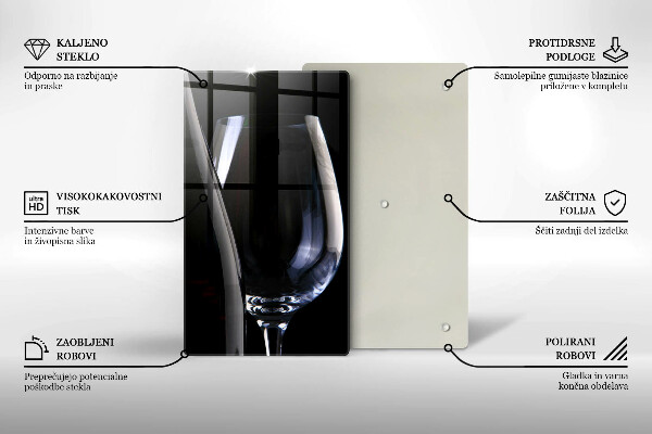 Tagliere in vetro temperato Bicchiere e bottiglia