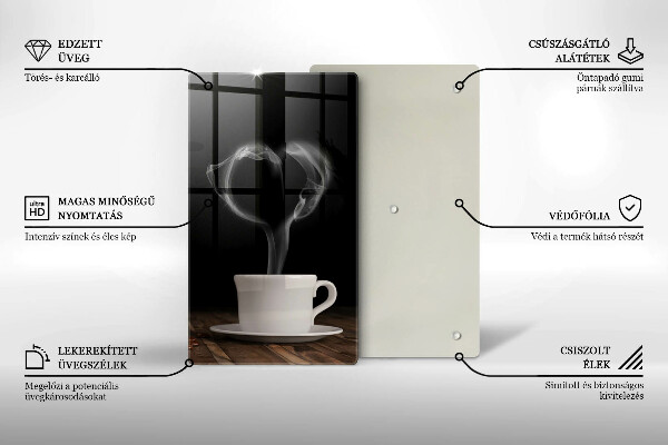 Tagliere in vetro Cuore della tazza di caffè