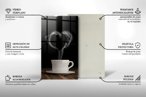 Tagliere in vetro Cuore della tazza di caffè