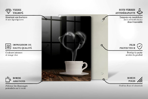Tagliere in vetro Cuore della tazza di caffè