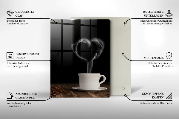 Tagliere in vetro Cuore della tazza di caffè