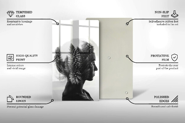 Tagliere in vetro Donna e foresta