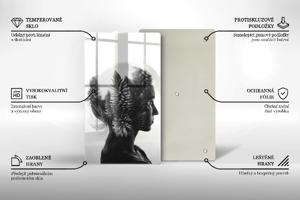 Tagliere in vetro Donna e foresta