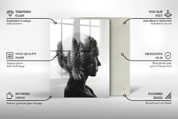 Tagliere in vetro Donna e foresta