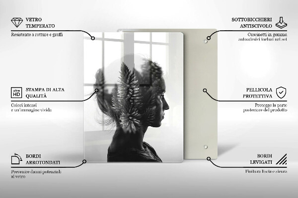 Tagliere in vetro Donna e foresta