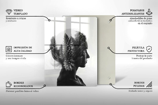 Tagliere in vetro Donna e foresta