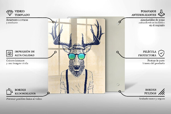 Tagliere in vetro Illustrazione dell'uomo dei cervi