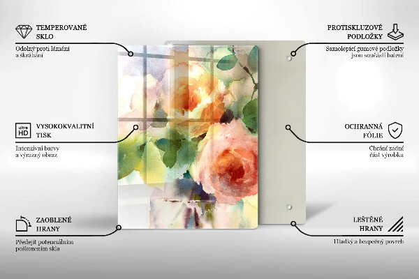 Tagliere in vetro Fiori dipinti