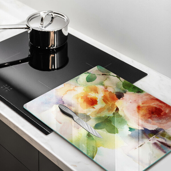 Tagliere in vetro Fiori dipinti