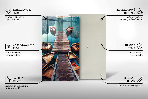 Tagliere in vetro Barche sul lago