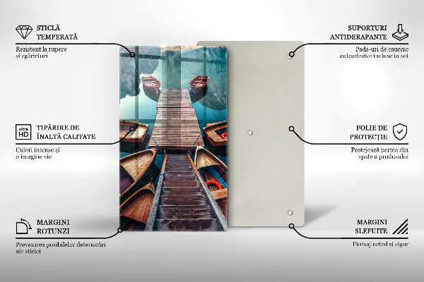 Tagliere in vetro Barche sul lago