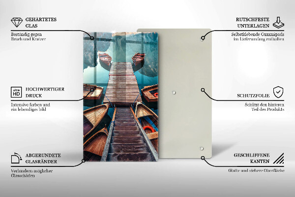 Tagliere in vetro Barche sul lago