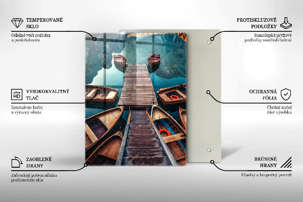 Tagliere in vetro Barche sul lago