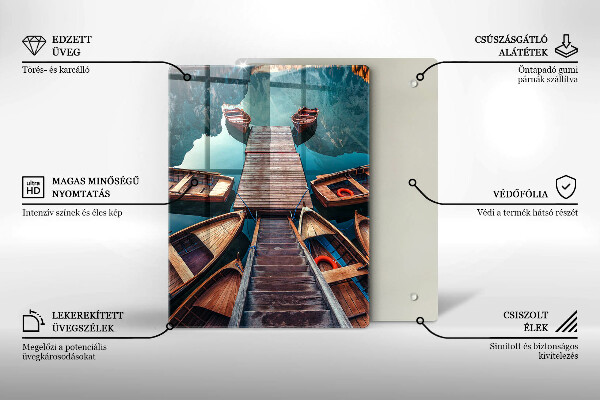 Tagliere in vetro Barche sul lago