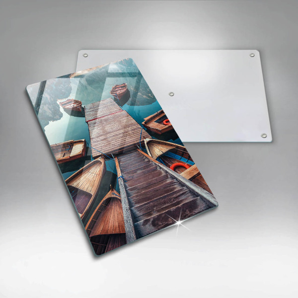 Tagliere in vetro Barche sul lago